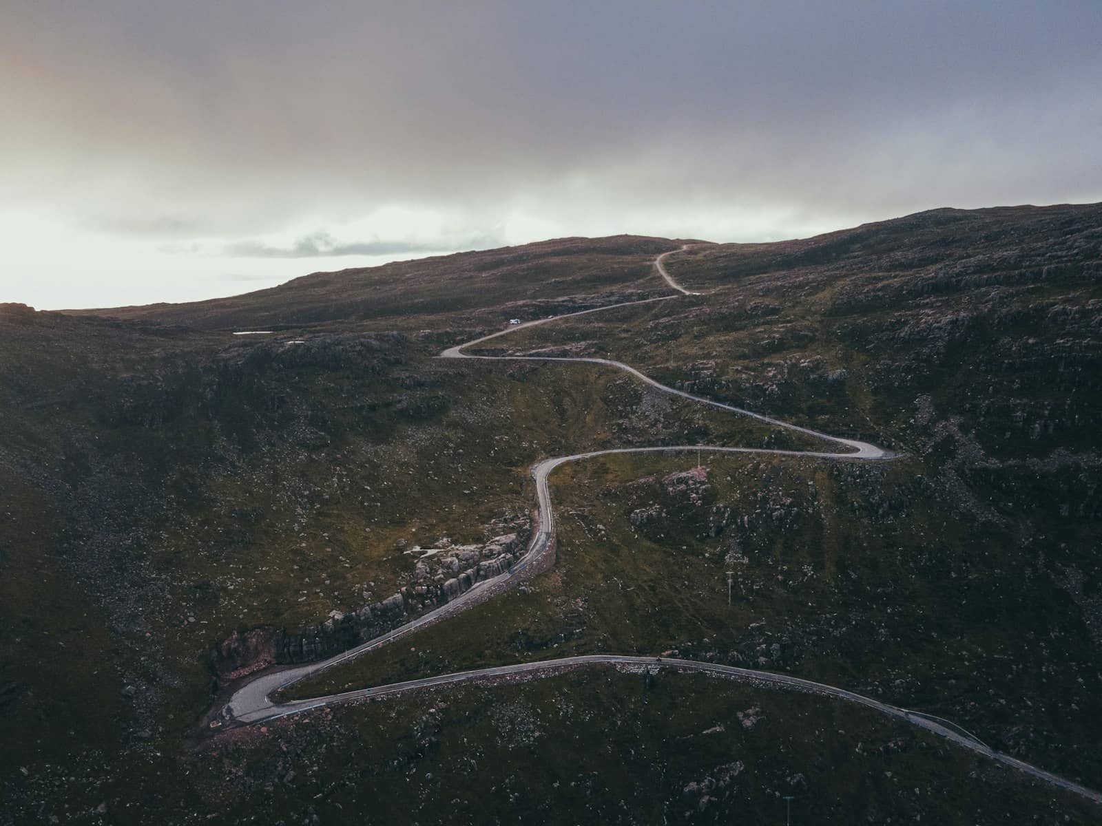 Aerial view of a winding mountain road